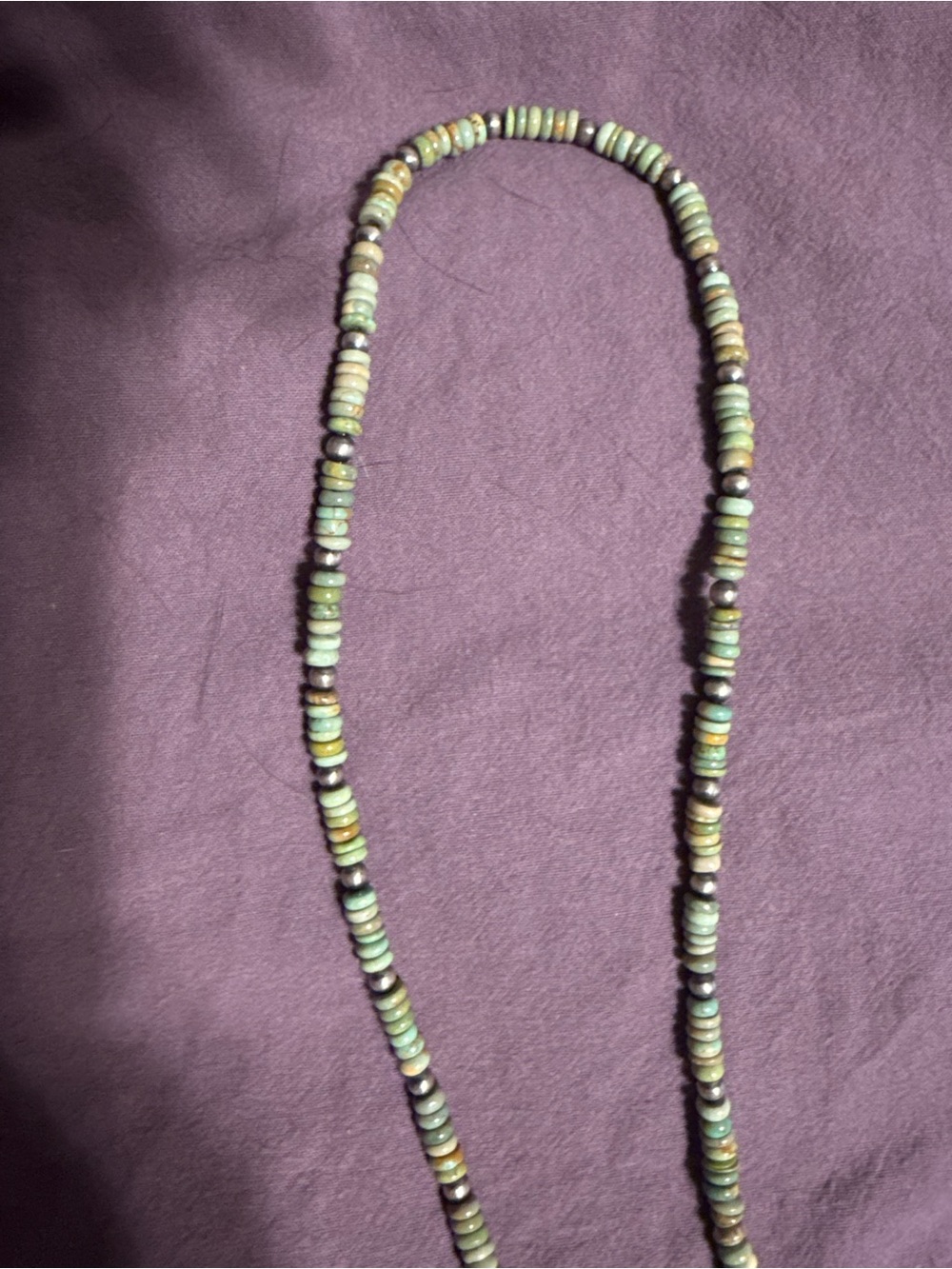 Handmade Kingman Turquoise Beaded Necklace with Navajo pearls